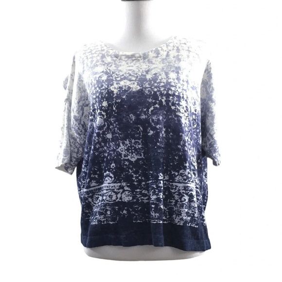 J.Jill Blue White Linen Blend Convertible Split Open Back Top Shirt Womens XS - Picture 1 of 11